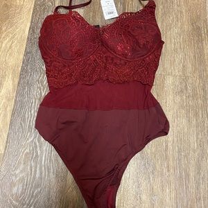 Windsor burgundy lace bodysuit